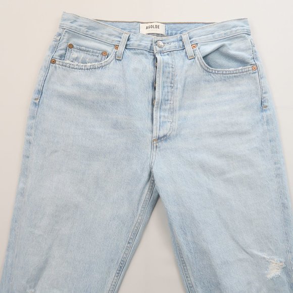 Agolde Riley High Rise Straight Leg Crop Jeans in Shatter Size 29 - Picture 6 of 12